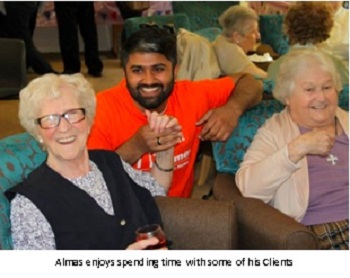 Almas, 27, has run his Right at Home Loughton homecare business for three years, employing 40 people and providing quality care for 60 clients.